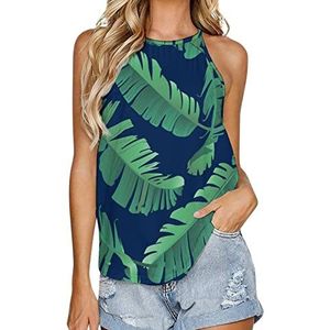 Banaan Palm Leaves dames tank top zomer mouwloze T-shirts halter casual vest blouse print T-shirt 3XL