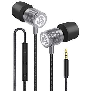 Ludos ULTRA bedrade oordopjes in-ear hoofdtelefoon, 5 jaar garantie, oortelefoons met microfoon en volumeregeling, geheugenschuim, versterkte kabel, geluidsisolerend, bas-compatibel met iPhone, iPad,