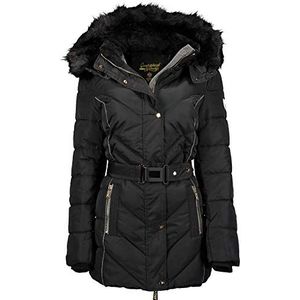 Geographical Norway BECKY LADY - Dames Warme Parka - Dikke Faux Fur Hooded Coat - Winter Windbreaker Jas - Elegante Vrouwen Lange Jas met Warme Voering ZWART S