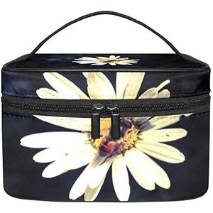 Bloem zwarte make-up organizer tas, reismake-up tas organizer case draagbare cosmetische tas voor vrouwen en meisjes toiletartikelen, Meerkleurig, 22.5x15x13.8cm/8.9x5.9x5.4in