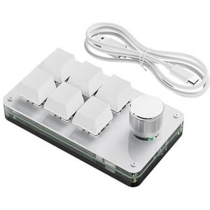 Tityvirnix 6 Knoppen Multifunctionele Gaming Toetsenbord School USB Mini Toetsenbord Programmeerbaar Toetsenbord Desktop PC Laptop Accessoires Wit
