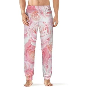 Elegance Kleur Roze Rozen Mannen Pyjama Broek Zachte Lange Pjs Bottoms Elastische Nachtkleding Broek 3XL