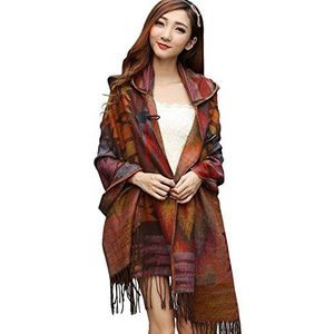 YEESAM Poncho met capuchon voor dames, winter, herfst, cape met franjes, sjaal voor dames, #1 poncho met capuchon, Eén maat