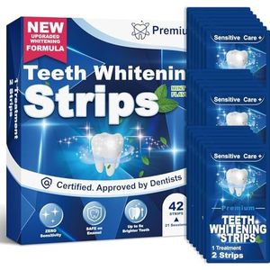 Tandenbleekkits Supreme Teeth Whitening Strips: Tandenbleekset 42 Tandenbleek Strips - 21 whitening sessies, Vinmal tandbleek strips voor witte tanden thuis, niet-gevoelige formule met muntsmaak