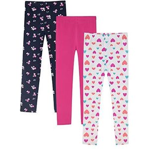 LiKing 4539 Legging voor meisjes, met bloemenpatroon, stretch, van katoen, verpakking van 3 stuks, meerkleurig B, 110/116 cm