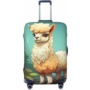 BTCOWZRV Alpaca op donkere achtergrond Bagagehoes Elastische Wasbare Koffer Protector Anti-Kras Reisbagage Covers Stofdichte Bagage Case Covers Draagbare Koffer Covers Fit 45-70 cm Bagage, Zwart, L