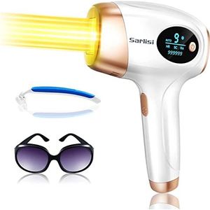 Sarlisi IPL Ontharingsapparaten, 999,999 lichtpulsen, permanent pijnloos, 9 energieriveaus, 3 functies HR/SC/RA, 2 modi laser ontharingsapparaat voor mannen, gezicht, lichaam, bikinigebied, armpits