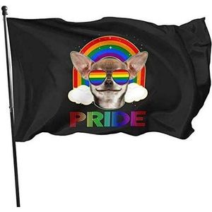 Tuin Vlag Chihuahua Leuke Charm Hond Gay Yard Vlaggen Waterdichte Veranda Vlag Uv Fade Resistant Pride Vlag Voor Party Parades Festival Decoraties 90x152cm