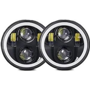 LED koplamp Motorfiets Koplamp 5.75 Inch Angel Eyes Ronde Led Verlichting Voor Motorfiets Koplampen Dimlicht Lamp 160W 6500k led-motorlamp(2PCS BLACK)