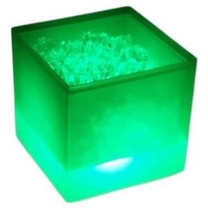 IJsemmer LED-verlichte vierkante ijsemmer for feestjes Home Bar, koelbier, champagne, batterijmodus ijsemmer (Color : Green Light)