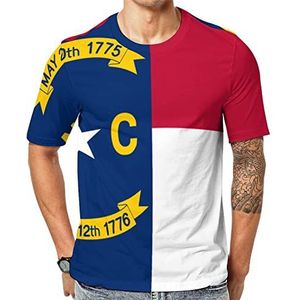 North Carolina vlag heren korte mouw grafisch T-shirt ronde hals print casual T-shirt tops M