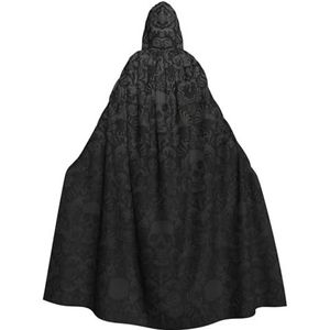 Gothic Behang Schedel Print Halloween Tovenaar Heks Hooded Robe Mantel Kerst Hoodies Cape Cosplay Voor Volwassen