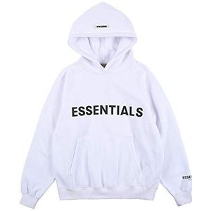 AvivahcS Fleece hoodie Fashion Fog met opdruk “Essentials”, voor mannen en vrouwen, Kleur: wit, M