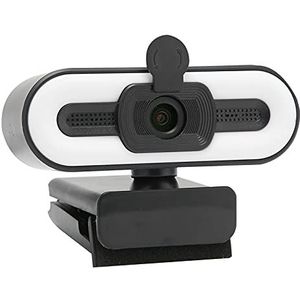 Webcam HD 1080p-streaming Webcam met Hoes voor Desktop Pc/laptop, met Microfoon, USB Webcam Plug-and-play, Led-licht Pc-camera voor Videoconferenties/live Streaming