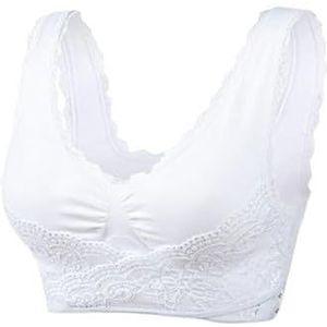 ADPelcote Beha's voor oudere vrouwen, dames draadvrij kanten korset voorkant cross side gesp push-up yoga plus size slaapbeha