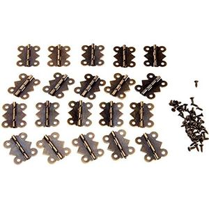 Scharnier, 20 stuks antieke bronzen vlinder keukenkast scharnier V- sieraden houten doos fittingen voor 25x20mm