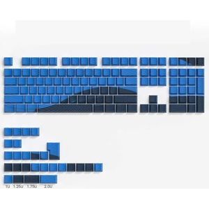 QPSJXN Dye Sub Profile Keycapset, 132, zwart-wit, topografische glans door design MX Switch, mechanische toetsenborden (Blue Black)