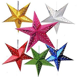 Papier Star Lantaarn Lampenkap 6 Pack 3D Papier Ster Pentagram Lampenkap voor Kerstmis Kerstmis Bruiloft Party Thuis Hangende Decoraties