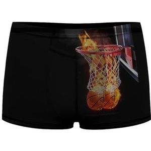 Fire And Basketball Boxershorts voor heren, sexy shorts, mesh boxers, ondergoed, ademende onderbroek, string