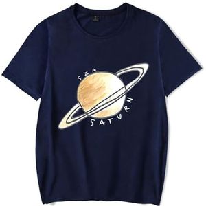 SZA Tee Saturn Merch Mannen Vrouwen Mode T-Shirt Unisex Cool Korte Mouwen Shirts Zomer Kleding, Blauw, XXL