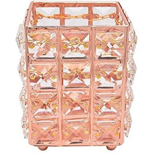 Sipliv Make-up Borstelhouders Pen Houder Handgemaakte Crystal Wenkbrauw Potlood Pen Collectie Cosmetische Opslag voor Vanity Badkamer Kantoor Bureau Organizer - Vierkant, Rose Gold