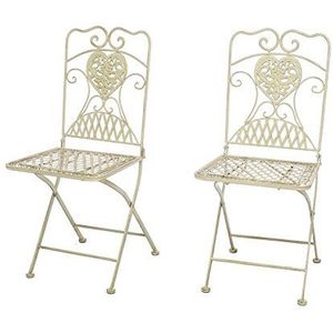 2x tuinstoel stoel bistrostoel tuinijzer antiek stijl creme wit