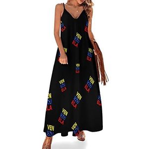 Venezuela vlag dames zomer maxi-jurk V-hals mouwloze spaghettibandjes lange jurk