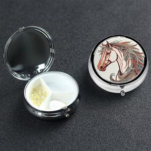 Pillendoosje pillendoosje 3 compartimenten kleine pillenorganizer voor portemonnee en zak reizen pillendoos Cupido Pijl Liefde Paard Leuke Geneeskunde Organizer Pil Container Houder om Vitaminen