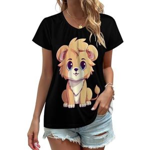 Lion King Dames V-hals T-shirts Leuke Grafische Korte Mouw Casual Tee Tops M