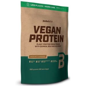 BioTechUSA Vegan Protein | Shake op basis van rijst en erwten met superfoods en aminozuren | Suiker-, lactose- en glutenvrij, 500 g, Hazelnoot