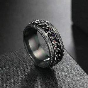 Ringen voor mannen spinnen titanium roestvrij staal kleurrijk Spinner draaibare ketting sieraden-6-KBR221