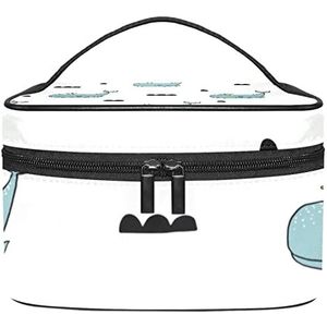 Banaan Streep Make-up Tas Voor Vrouwen Meisjes Cosmetische Tassen Met Handvat Reizen Make-up Organizer Bag, Walvis Grijs, 8.9x5.9x5.4 Inches, Make-up Pouch