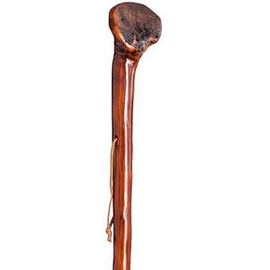 S & B Pelgrim wandelstok om te wandelen in de bergen, donkerbruin hout, met natuurlijke wortel, 140 cm, Maat L (540), wandelen