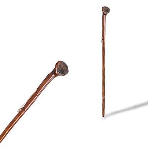 S & B Pelgrim wandelstok om te wandelen in de bergen, donkerbruin hout, met natuurlijke wortel, 140 cm, Maat L (540), wandelen