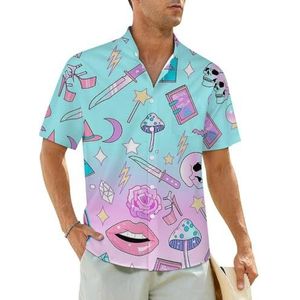 Girly Pastel Heks Goth Patroon Heren Shirts Korte Mouw Strand Shirt Hawaii Shirt Casual Zomer T-shirt 2XL