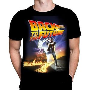 Back to The Future T-shirt voor heren, gotische print, zwart katoenen T-shirt, filmposter T-shirt, Zwart, 4XL