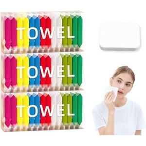 Kellegour Wegwerp gecomprimeerde handdoek, 42 stuks mini gecomprimeerde handdoek, draagbare gecomprimeerde handdoeken, tabletten, vierkant, voor reizen, camping, thuis, salon, hotels, sport
