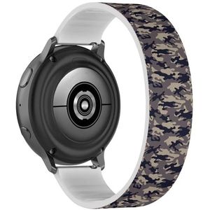 RYANUKA Solo Loop armband compatibel met Samsung Galaxy Watch 6 / Classic, Galaxy Watch 5 / PRO, Galaxy Watch 4 Classic (camouflage militair) rekbare siliconen band band accessoire, Siliconen, Geen