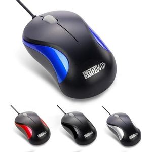 SOONGO Computer Mini USB Wired Optische Muis Draagbaar voor Laptop, Notebook, MacBook - Blauw