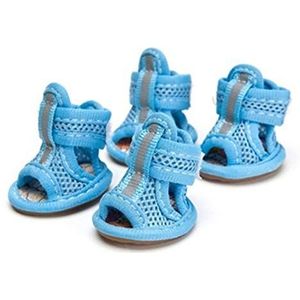 Hongtai 4 PC schattig huisdier Schoenen Casual Anti-Slip Small Dog Schoenen Hot Koop Dog schoenen Lente Zomer ademend Soft Mesh Sandals Candy Kleur (Color : Blue, Size : 2)