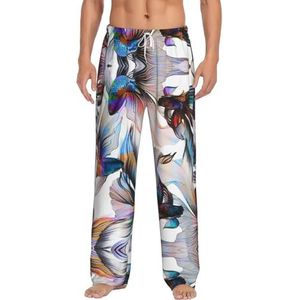 Fish Heren Lange Lounge Wear Broek Nachtkleding Pyjama Bottoms Nachtkleding Nachtkleding Met Zakken En Trekkoord, Wit, S