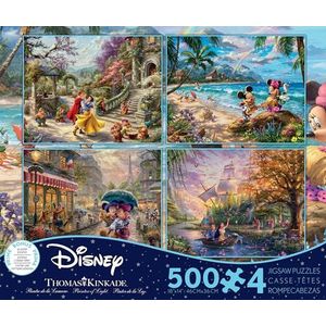 Ceaco - 4 in 1 Multipack - Thomas Kinkade - Disney Dreams Collectie - Sneeuwwitje, Mickey & Minnie Muis & Pocahontas - (4) 500 Delige Legpuzzels