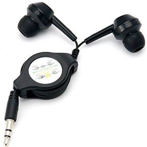 TRIXES Zwarte Oordopjes Geen meer Tangles Intrekbare 3.5mm Stereo Hoofdtelefoon