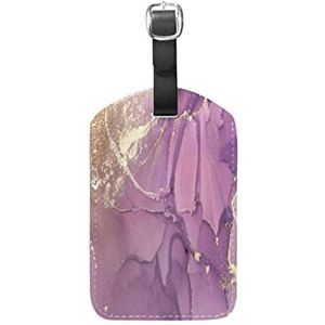Glitter Artistieke Marmer Goud Lederen Bagage Bagage Koffer Tag ID Label voor Reizen (3 Stks), Patroon, 12.5(cm)L x 7(cm)W