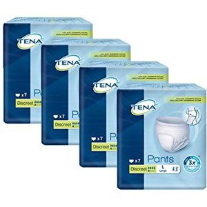 Tena Discreet, groot (L) veiligheidsbroek voor gemiddelde blaaszwakte/incontinentie, verpakking van 4 (4 x 7 stuks)