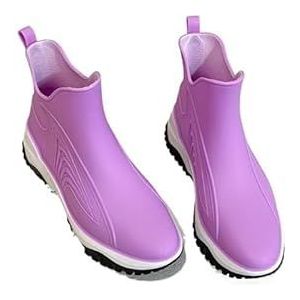 Tuinschoenen for dames, waterdichte regenlaarzen for dames - comfortabel interieur, brede kuitlaarzen for dames - gemakkelijk aan en uit te trekken(PURPLE_37)