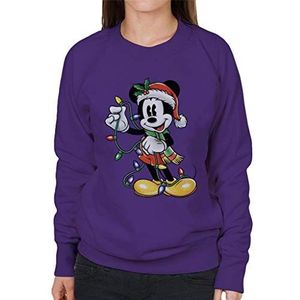 Disney Kerst Mickey Mouse Holding Xmas Lights vrouwen Sweatshirt - paars - S