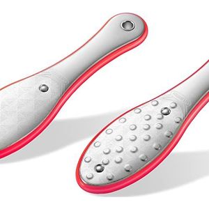 MR.GREEN Professionele Voetvijl Dubbelzijdig Pedicure Voetverzorging Gereedschap Voetschraper Harde Huid Remover Roestvrijstalen Voetvijlen(Rood)