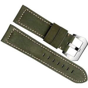dayeer Echt Koeienhuid Lederen Horlogeband voor Panerai PAM111 441 Retro Man Horlogeband Polsband 20mm 22mm 24mm (Color : Army Green Silver, Size : 20mm)