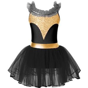 NUOYIXUAN Balletjurk met pailletten voor meisjes, tutu, gymnastiekpak voor meisjes, ballerina voor dans, jazz-danskleding voor feestjes, zwart, 12